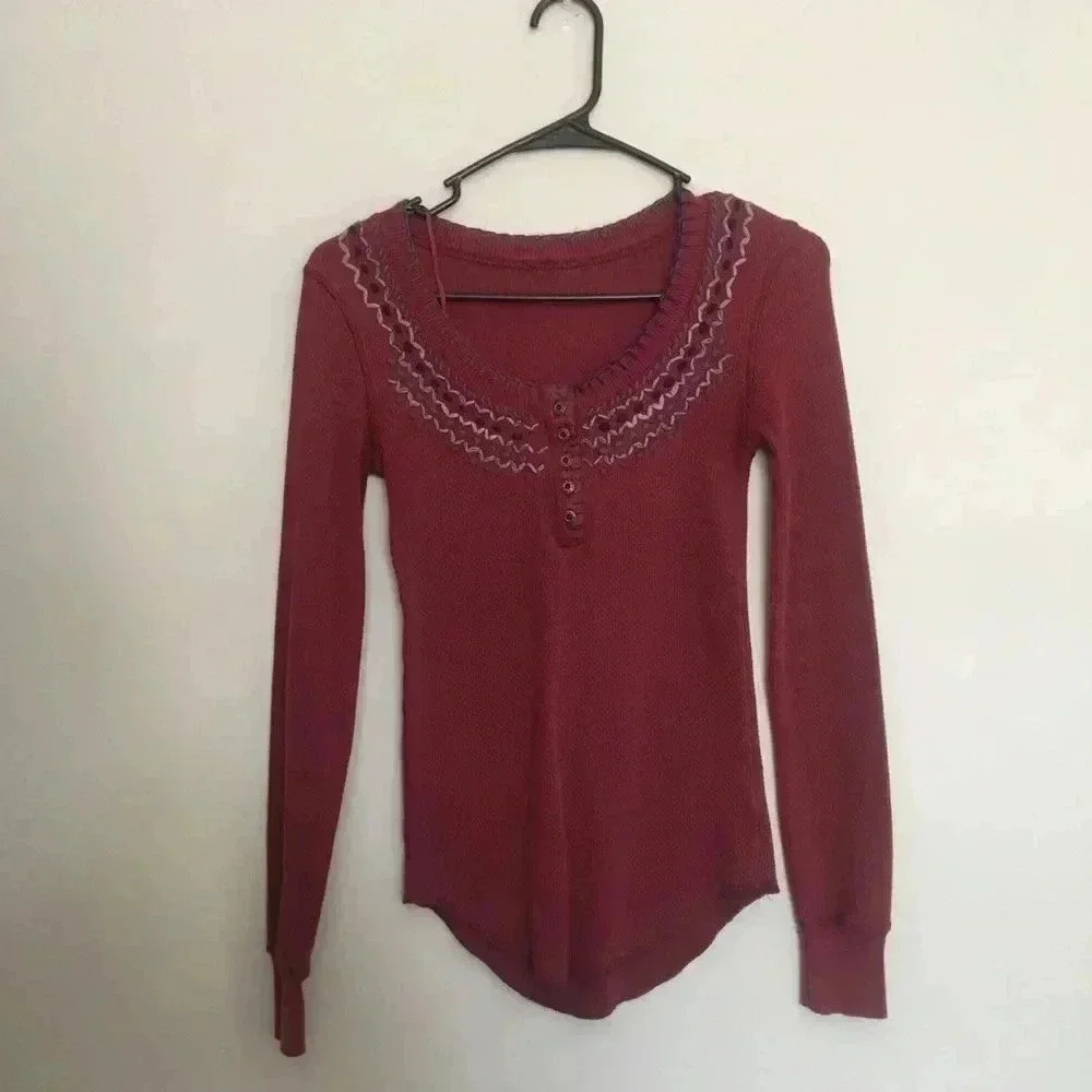 Free people we the free embroidered thermal top
